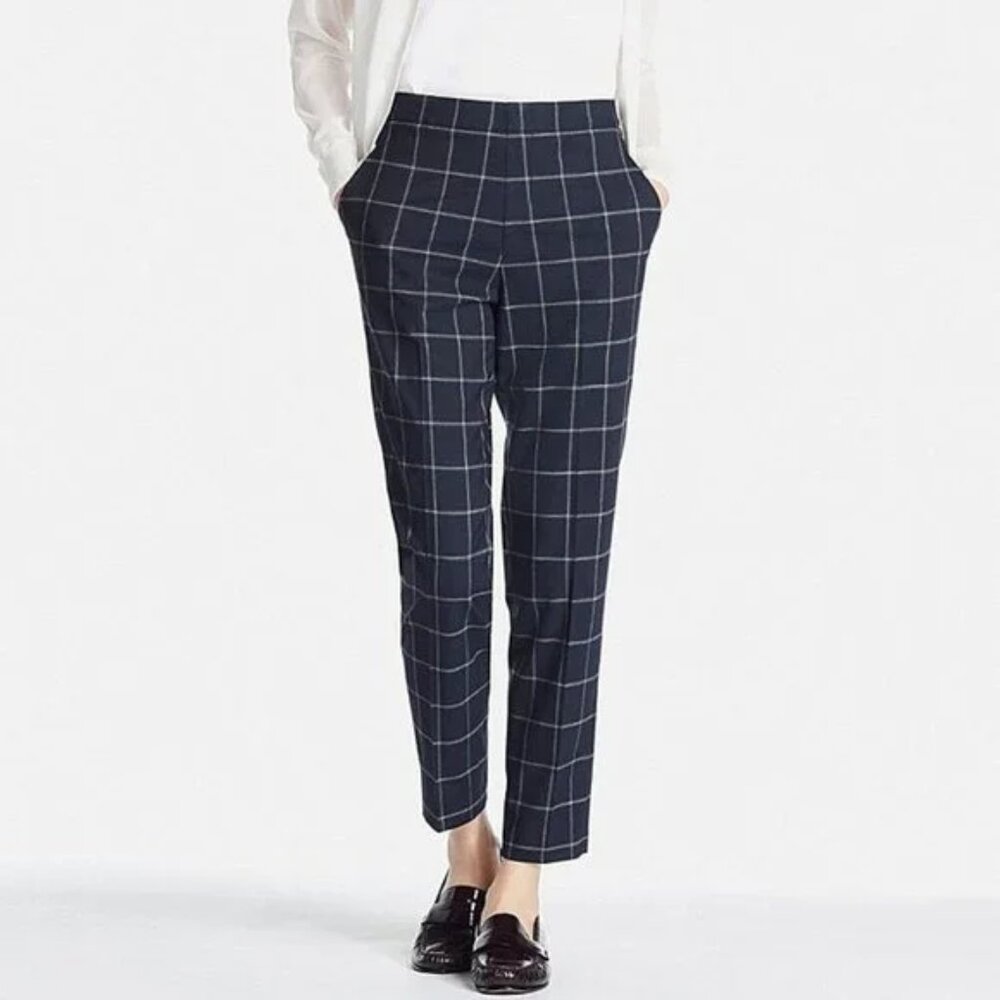 Uniqlo Smart 2Way Stretch Ankle Pants Plaid Check